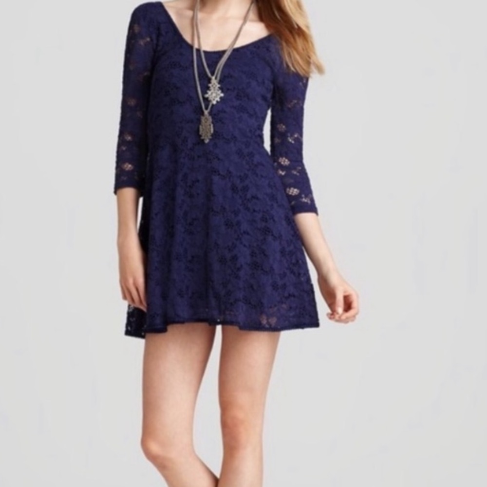 Free people rose garden lace scoop neck skater dress size Small